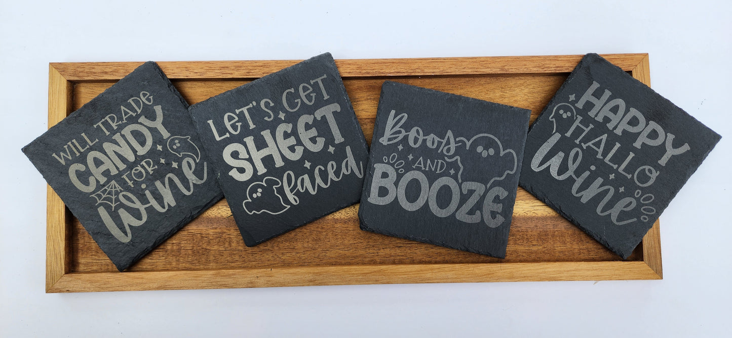 Halloween Slate Coasters- Set of 4