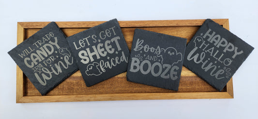 Halloween Slate Coasters- Set of 4